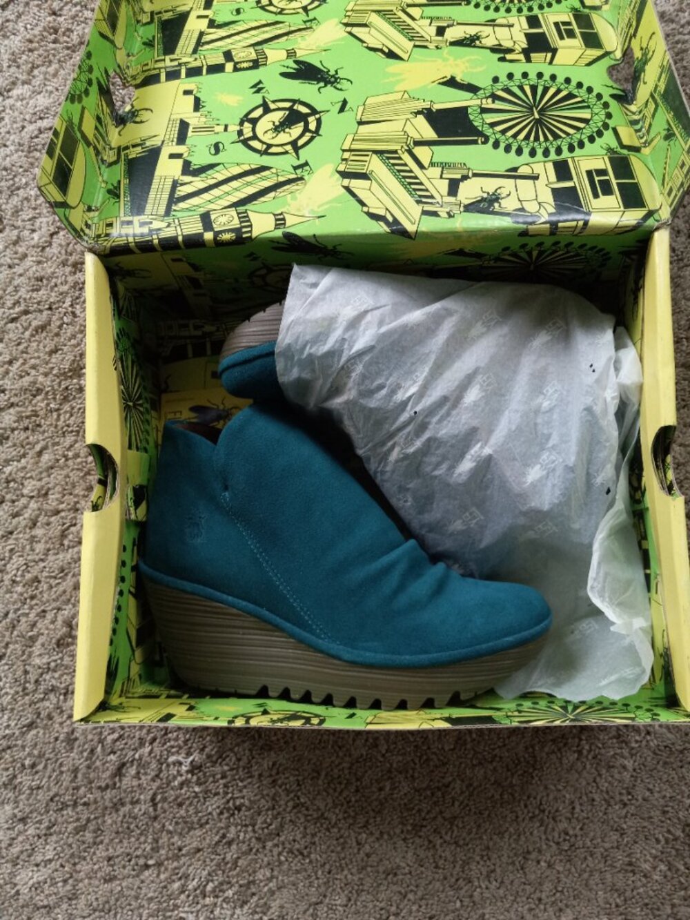 FLY London YIP blue oil suede boots 36 Petrol - Picture 2 of 6